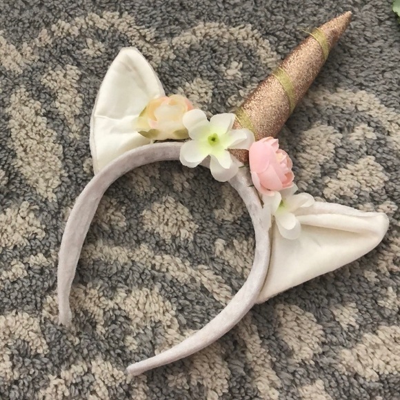 Velvet and glitter floral unicorn headband - Picture 1 of 2